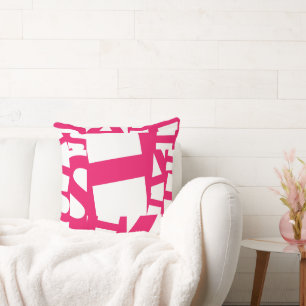Modern Magenta Pink Abstract Geometric Graffiti Th Cushion