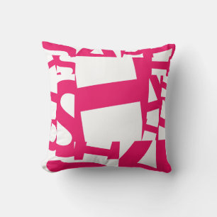 Modern Magenta Pink Abstract Geometric Graffiti Th Cushion