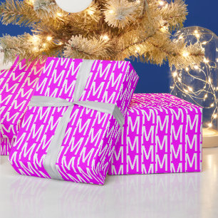 Modern magenta pink custom monogram initial wrapping paper