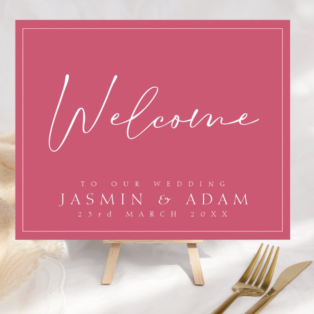 Modern Magenta Pink Minimal Wedding Welcome Sign (Creator Uploaded)