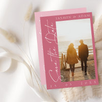 Modern Magenta Pink Script Photo Wedding