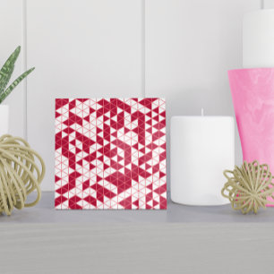 Modern Magenta Pink White Geometric Triangles Ceramic Tile