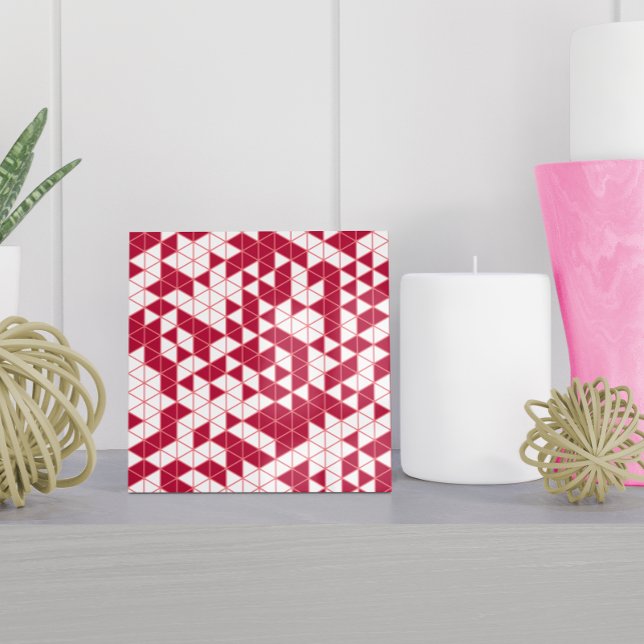 Modern Magenta Pink White Geometric Triangles Ceramic Tile (Creator Uploaded)