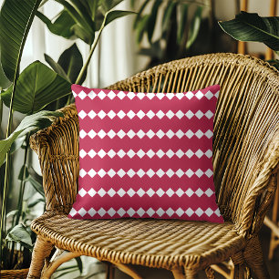 Modern Magenta Red Geometric Pattern Cushion