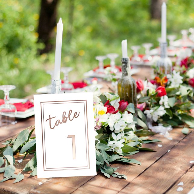 Modern Magenta Rose Gold Wedding Foil Table Number (Creator Uploaded)