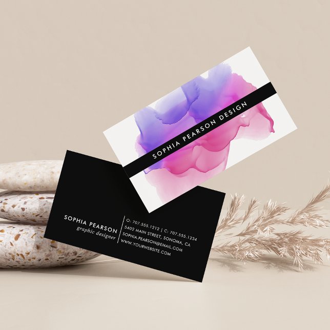 Modern Magenta Watercolor Blot Business Card (Creator Uploaded)