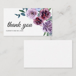Modern Magenta Watercolor Flowers Thankyou Card