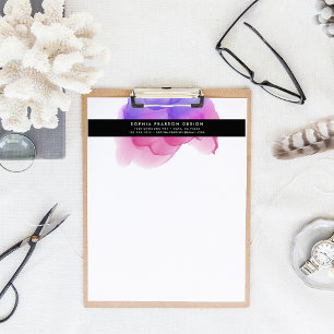 Modern Magenta Watercolor Logo Custom Letterhead