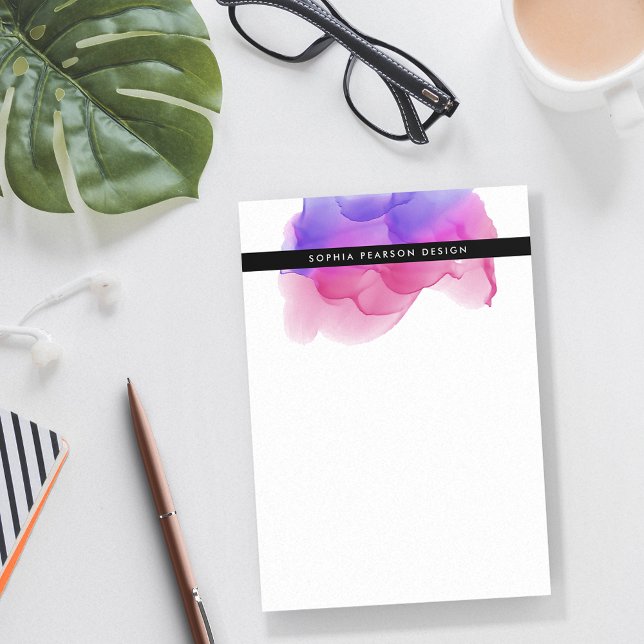 Modern Magenta Watercolor Personalised Post-it Notes (Creator Uploaded)