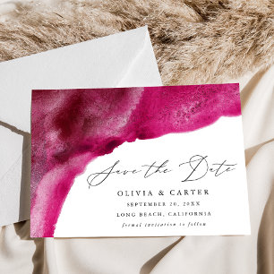 Modern Magenta Watercolor Waves Save The Date