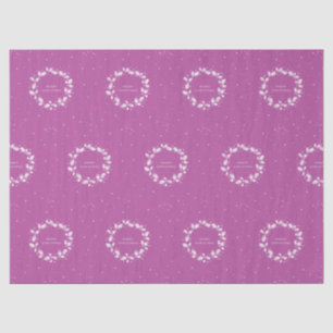 Modern Magenta+White Merry Christmas Holly Wreath Tissue Paper