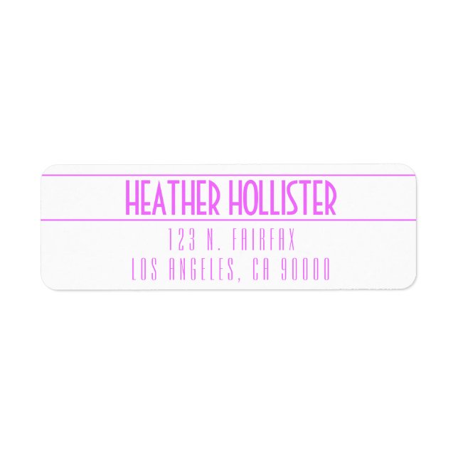 Modern Magenta & White Return Address Label (Front)