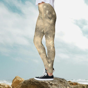 Modern Magic Gold Winter Snow Pattern Watercolor Leggings