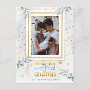 Modern Magical Christmas Pastel Colours Photo Name Postcard