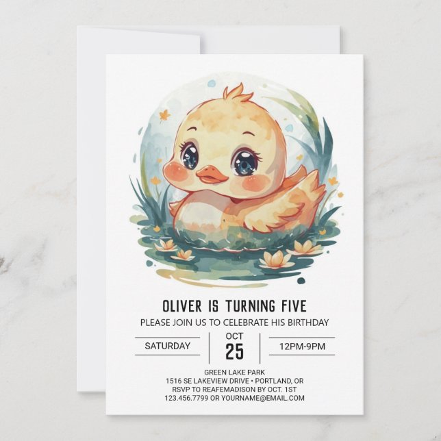 Modern Magical Duck Birthday Invitation (Front)