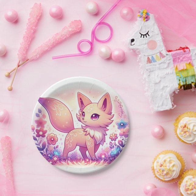 Modern Magical Fox Baby Shower Paper Plate (Party)