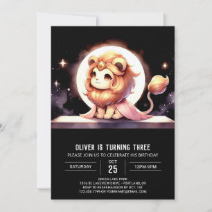 Modern Magical Lion Birthday Invitation
