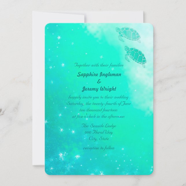 Modern Magical Ocean Beach Wedding Invites (Front)