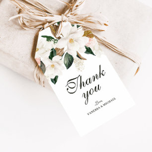 Modern magnolia watercolor floral gift tag