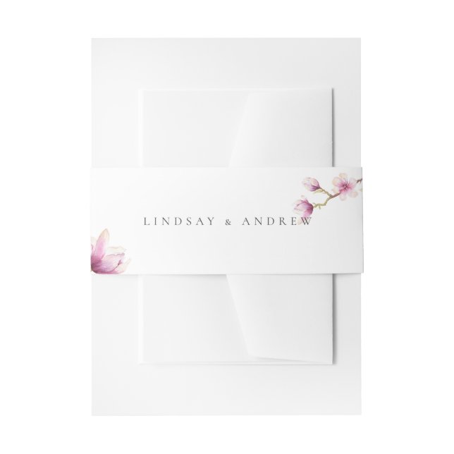 Modern Magnolia Wedding Invitation Belly Band (Front Example)