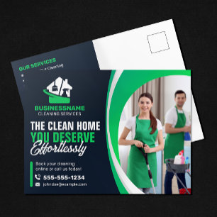 Modern Maid House Cleaning housekeeping Janitorial Postcard
