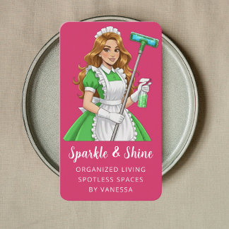 Modern Maid House Cleaning Housekeeping Luxury Business Card