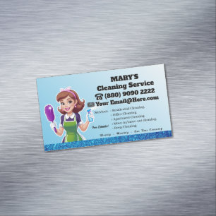Modern Maid House Cleaning housekeeping Service Magnetic Business Card