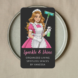 Modern Maid House Cleaning Housekeeping Style Business Card