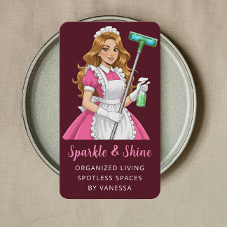 Modern Maid House Cleaning Housekeeping Style Business Card