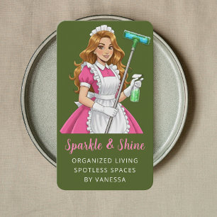 Modern Maid House Cleaning Housekeeping Style Business Card