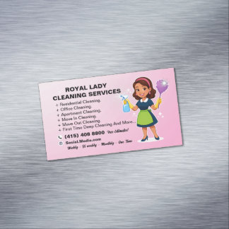 Modern Maid House Cleaning Service Magnetic Business Card