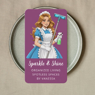 Modern Maid House Cleaning Services Housekeeping Business Card