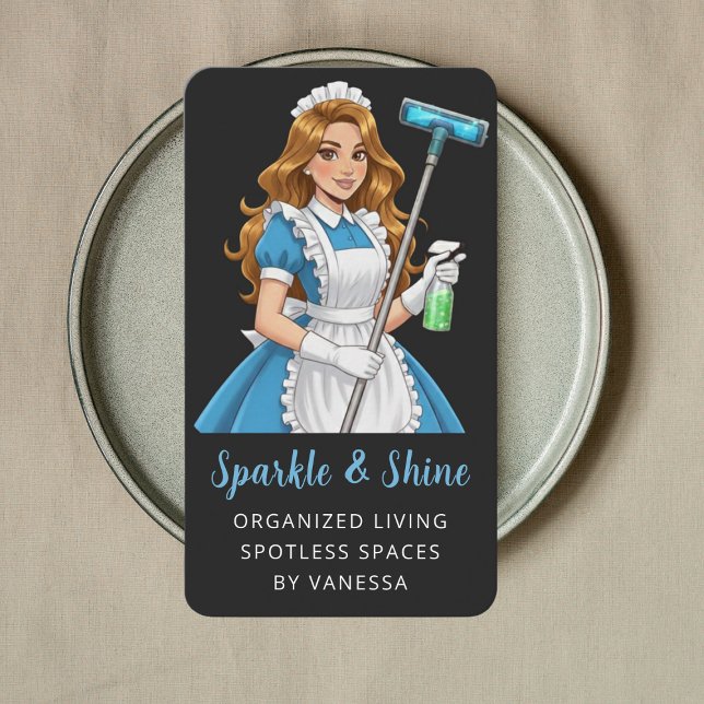 Modern Maid House Cleaning Services Housekeeping Business Card (Creator Uploaded)