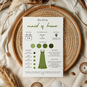 Modern Maid of Honour Bridal Party Info Card