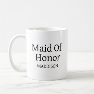 Modern Maid Of Honour Custom Name Coffee Mug