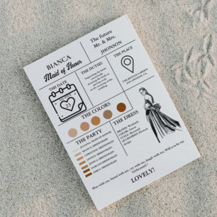 Modern Maid of honour info card bridal party  card
