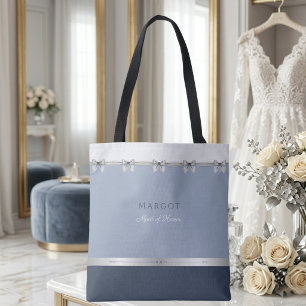 Modern Maid of Honour Luxury Dusty Blue Wedding Tote Bag