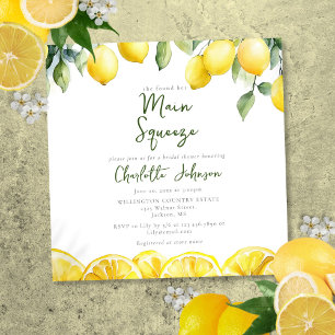 Modern Main Squeeze Watercolor Lemon Bridal Shower Invitation