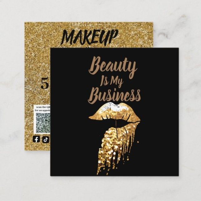 modern makeup artist  beauty is my business QRcode Square Business Card (Creator Uploaded)