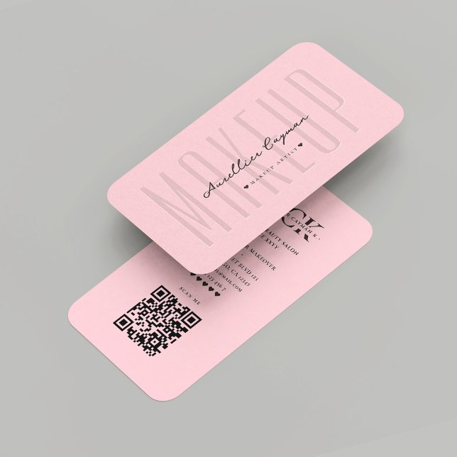 Modern Makeup Artist Beauty Salon Pink Monogram Business Card (Modern Makeup Artist Beauty Salon Pink Monogram Business Card
)
