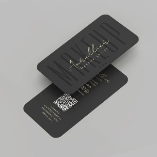 Modern Makeup Artist Black Monogram  Business Card
