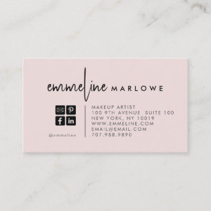 Modern Makeup Artist Blush Pink Business Card