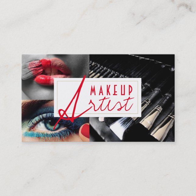 Modern MakeUp Artist Cosmetology Business Card (Front)