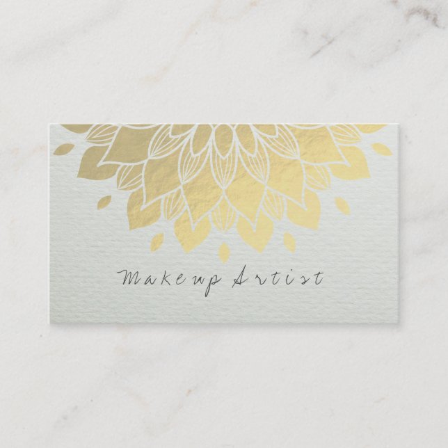 Modern Makeup Artist Elegant Faux Gold Foil Floral Appointment Card (Front)