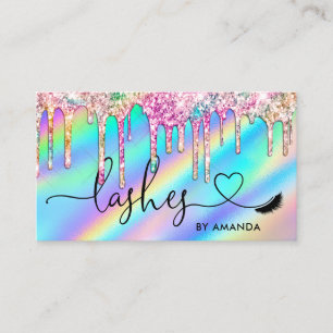Modern Makeup Artist Eyes Lashes Holographic Busi Business Card