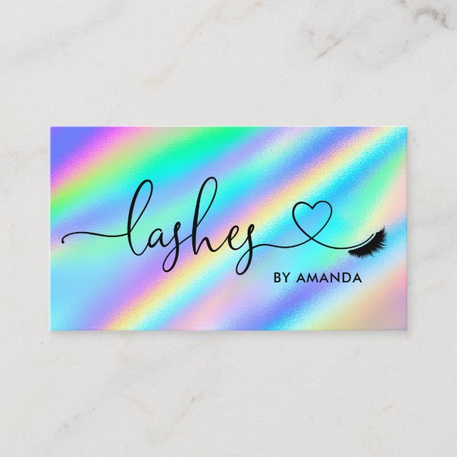 Modern Makeup Artist  Eyes Lashes Holographic Business Card (Front)