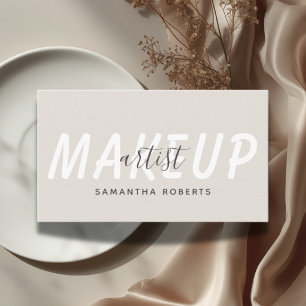 Modern makeup artist light tan business card