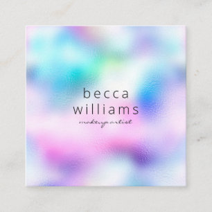 Modern makeup artist pastel rainbow square business card