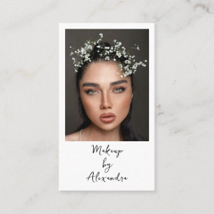 Modern Makeup Artist Photo Elegant Script Business Card