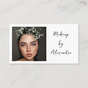 Modern Makeup Artist Photo Elegant Script Business Card